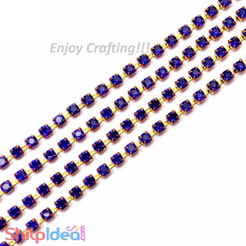 Metal Cup Stone Chain - Blue - 25 Inch